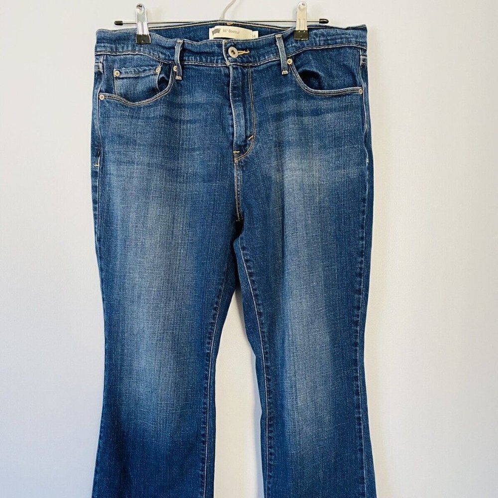 LEVI'S 515 Boot Cut Mid Rise Dark Wash Blue Denim Jeans Women's Size 14